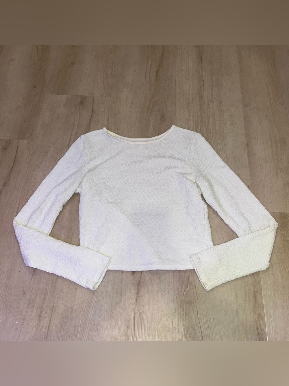 aerie Cream Plush Long-Sleeve Crew Top